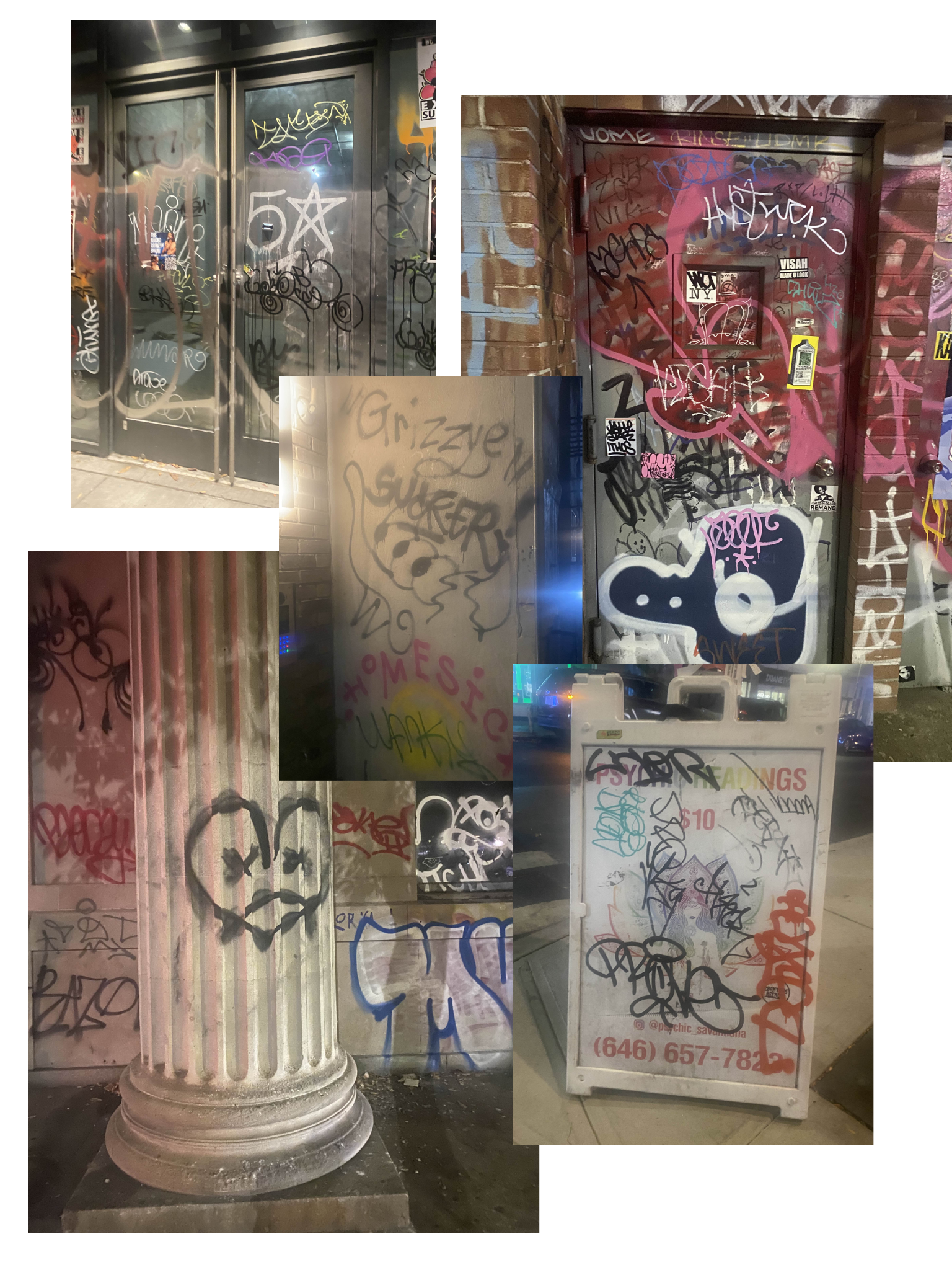 collage of various street art